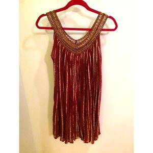 Cotton gauze dress with metallic detail