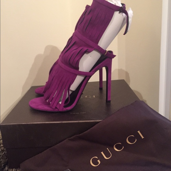 SOLD❗️GUCCI Fringe Sandals Purple 37 - Picture 2 of 4