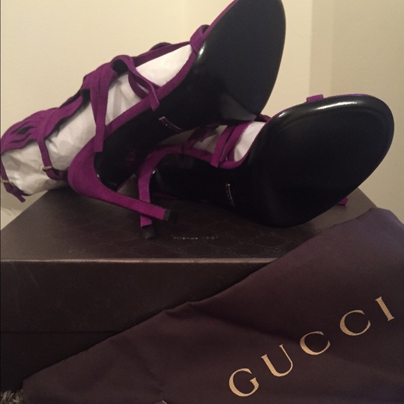 SOLD❗️GUCCI Fringe Sandals Purple 37 - Picture 4 of 4