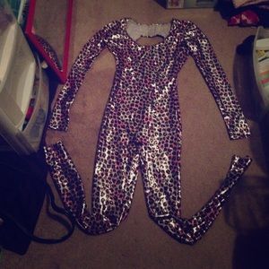 Pink & black cheetah leotard suit