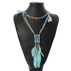 ChainFeather  & Tassel Collar Pendant