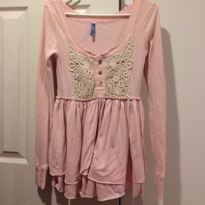 Free People pink baby doll sweater