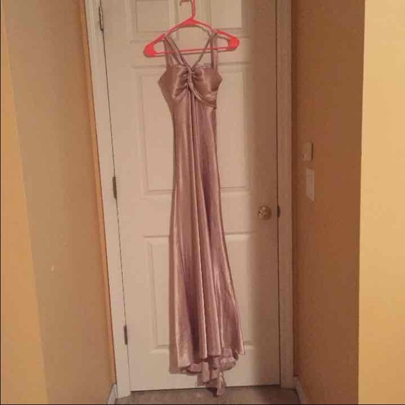 Champagne satin evening gown