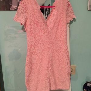 Urban outfitters Pink lace vneck dress