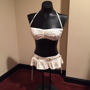 Cream color Juicy Couture pearl embellished bikini