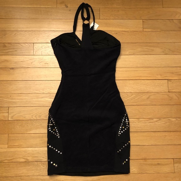 ❌SOLD❌✨Bebe Black Geometric Studded Dress - Picture 3 of 5
