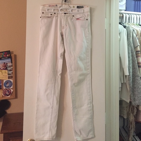 White Red Engine low rise skinny jeans