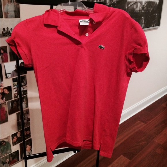 Pink Lacoste polo