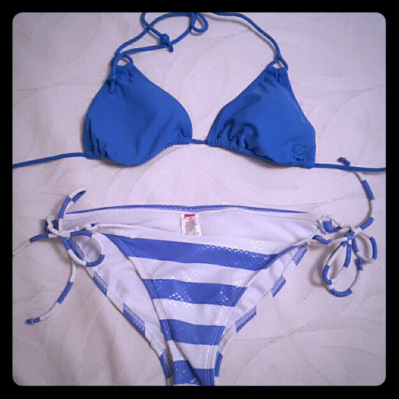Blue & white bathing suit