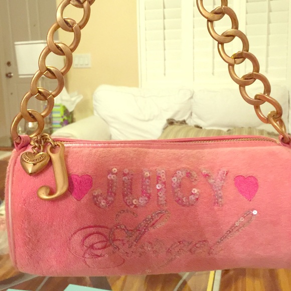 Juicy Couture Pink Barrel Purse w/Gold Chains