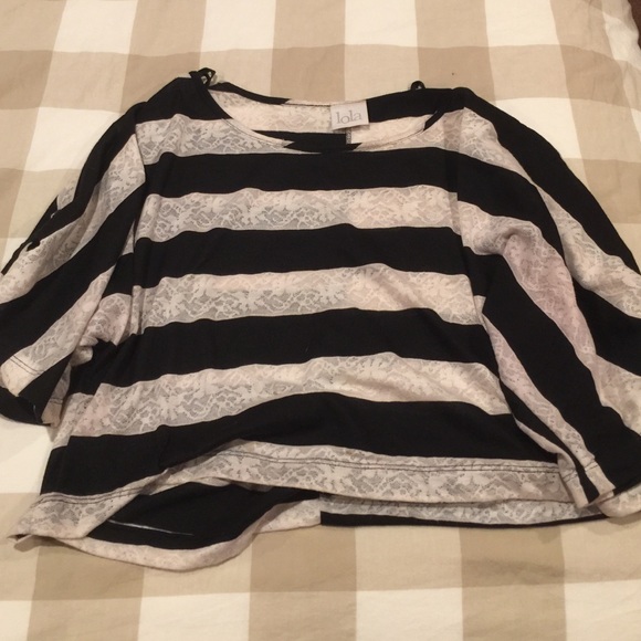 NEW - LOLA Black & Cream Vintage Crop Top - Picture 1 of 1