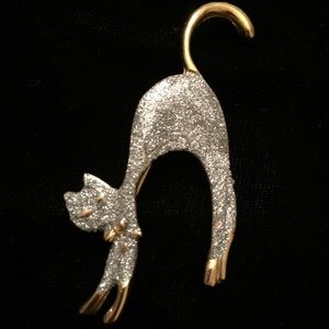 Vintage spooked cat pin
