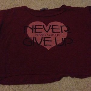 Super cute burgundy crop top with a graphic design
