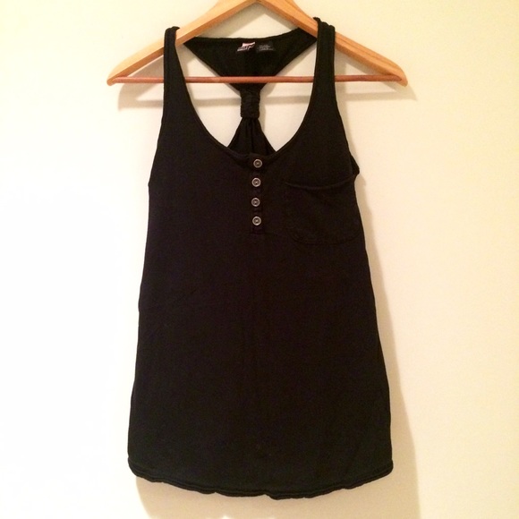 Black button racerback tunic