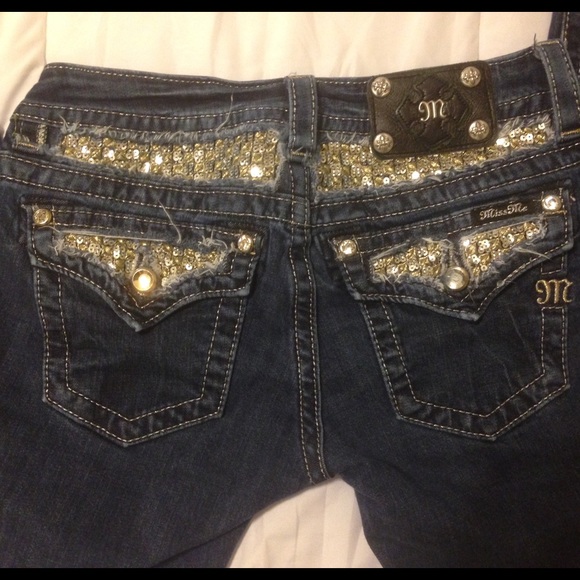 Silver Sequin Miss Me Jeans