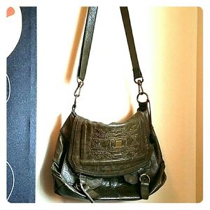 The Sak Leather Studded crossbody bag-olive green