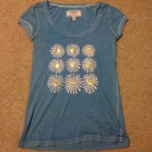 DIY baby blue sunflower designed top