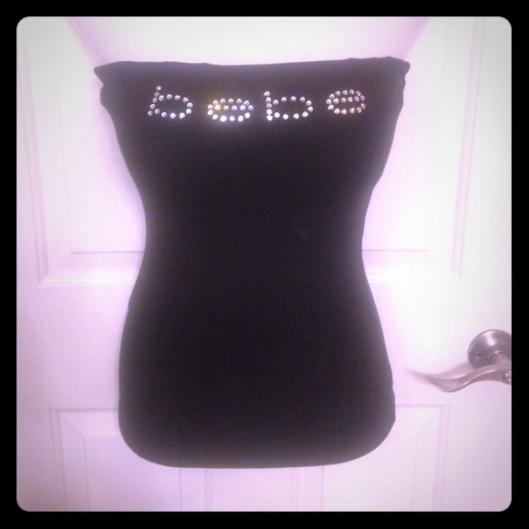 Black Bebe strapless top