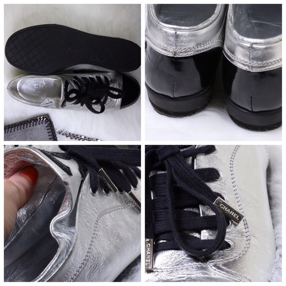 🎁Sold🎉Editor Pick HP Chanel Silver Sneakers - Picture 4 of 4
