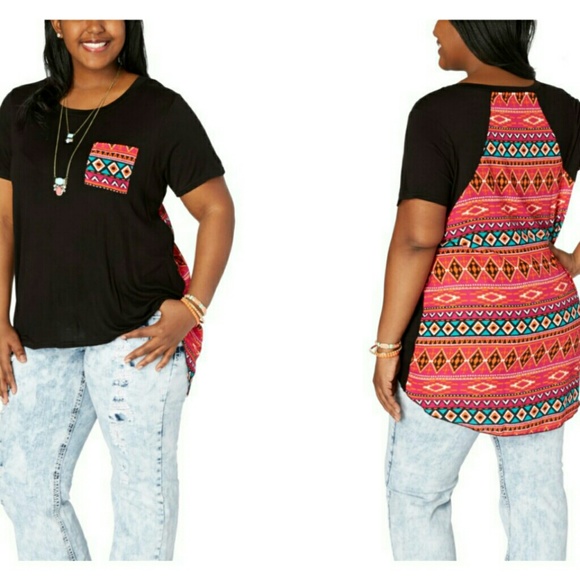 NWT Orange Aztec High-low Tee
