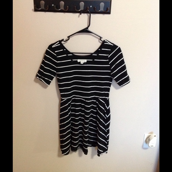 Black and white striped babydoll dress