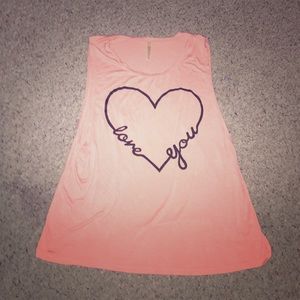 Pastel Peach Heart Love You Muscle Tee ~ XL