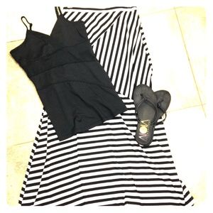 Black & white striped maxi skirt