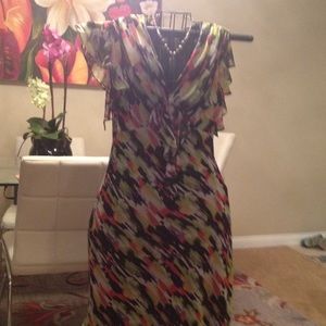 💃🏽Romantic Orange, Lime, Black Print Dress