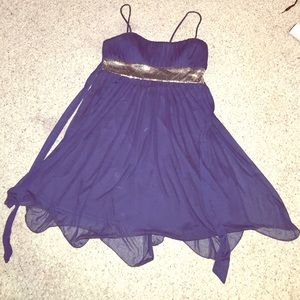 Navy Blue Spaghetti Strapped Dress