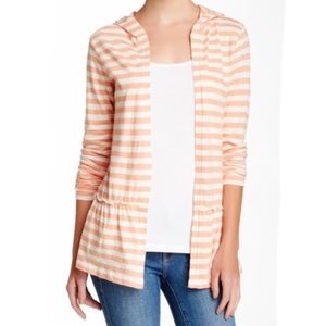 Abound hooded cardigan- coral stripes