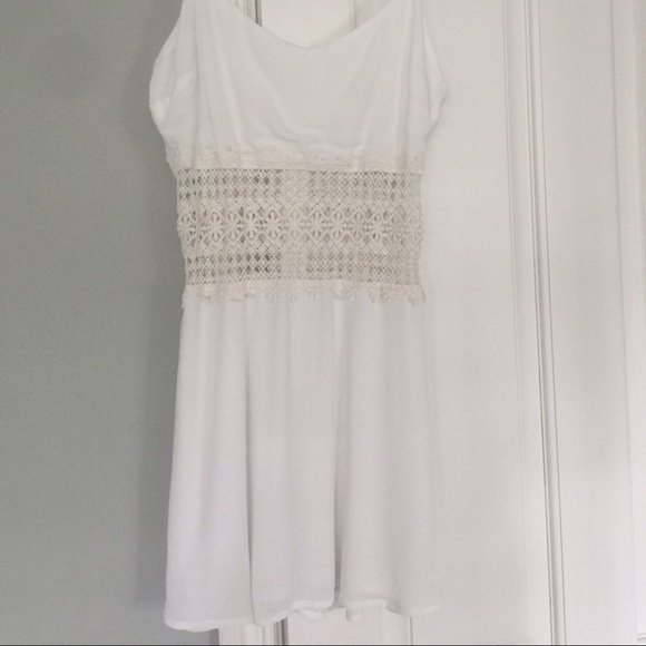 Tobi cream dress with crochet cutout