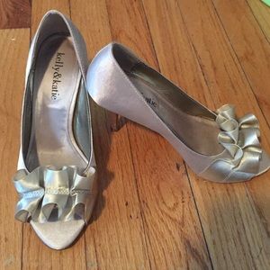 Kelly & Katie champagne peep toe heels