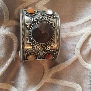 Tribal stone cuff bracelet