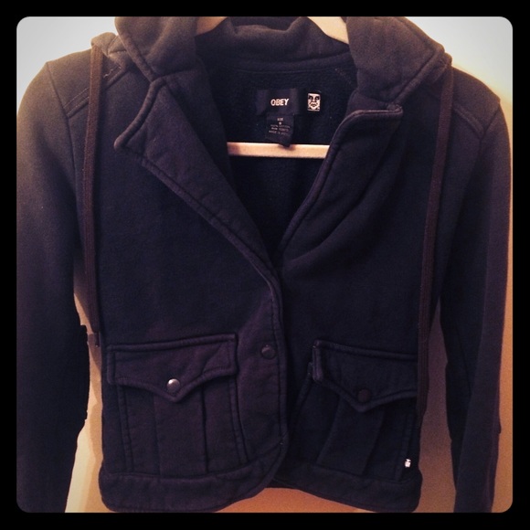 Obey RARE Jacket SZ Small Black w/ removable hood