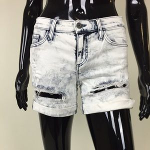 Destroyed Light Denim Shorts