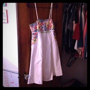 Boho white strappy dress with embroidery