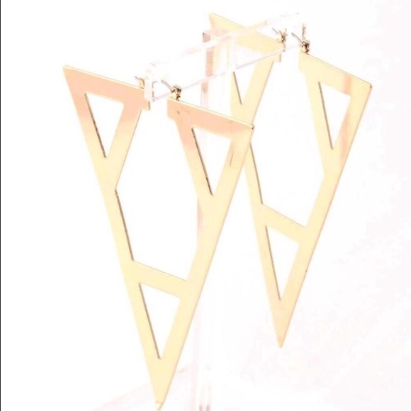 Large Gold or Silver Triangle earring