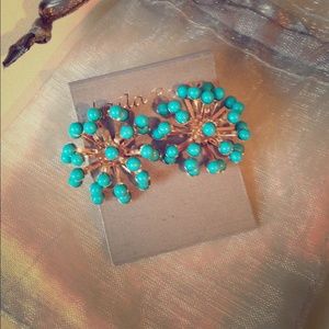 Earrings turquoise and gold faux
