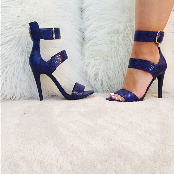 Blue snake skin heel