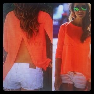 Open back loose chiffon top