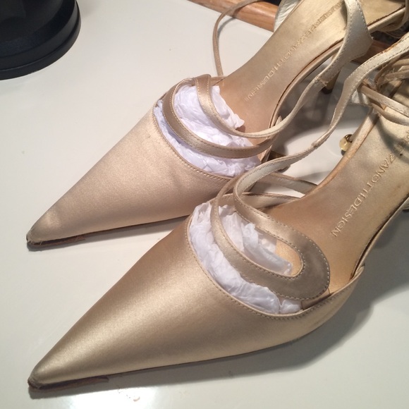 Giuseppe Zanotti Design Vintage Silk Gold Heels 37