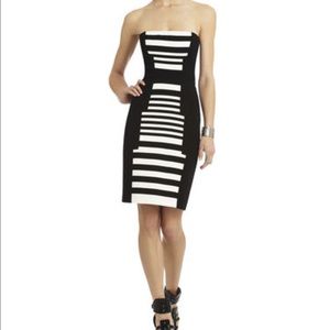Black and white strapless dress BCBG. New.