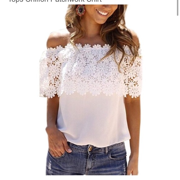 White off the shoulder top, NWOT - Picture 1 of 2