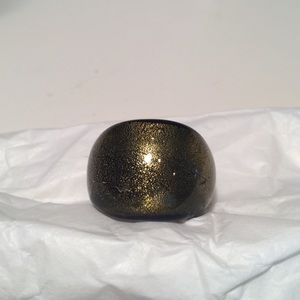 Murano Glass Ring Black & Gold