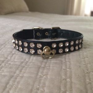 Swarovski crystal and leather dog or cat collar