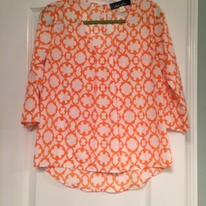 Orange & White Blouse