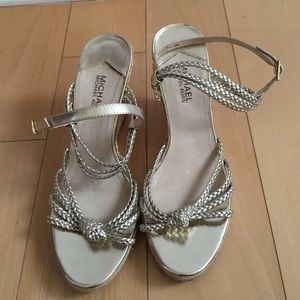 Michael Kors gold braided espadrilles