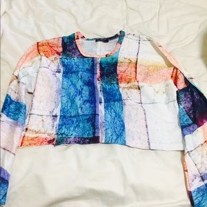 Zara cropped technicolor long sleeve top