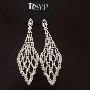 RSVP BRIDAL PROM WEDDING BEDAZZLED DANGLE EARRINGS