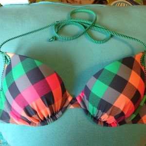 Neon plaid bikini set